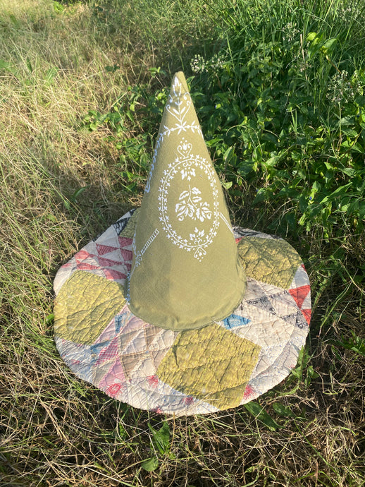 SMALL olive witch hat